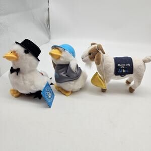 Aflac Duck Plush Lot Tuxedo 20 Years Baseball #18 & Goat Talking Stuffed Animals